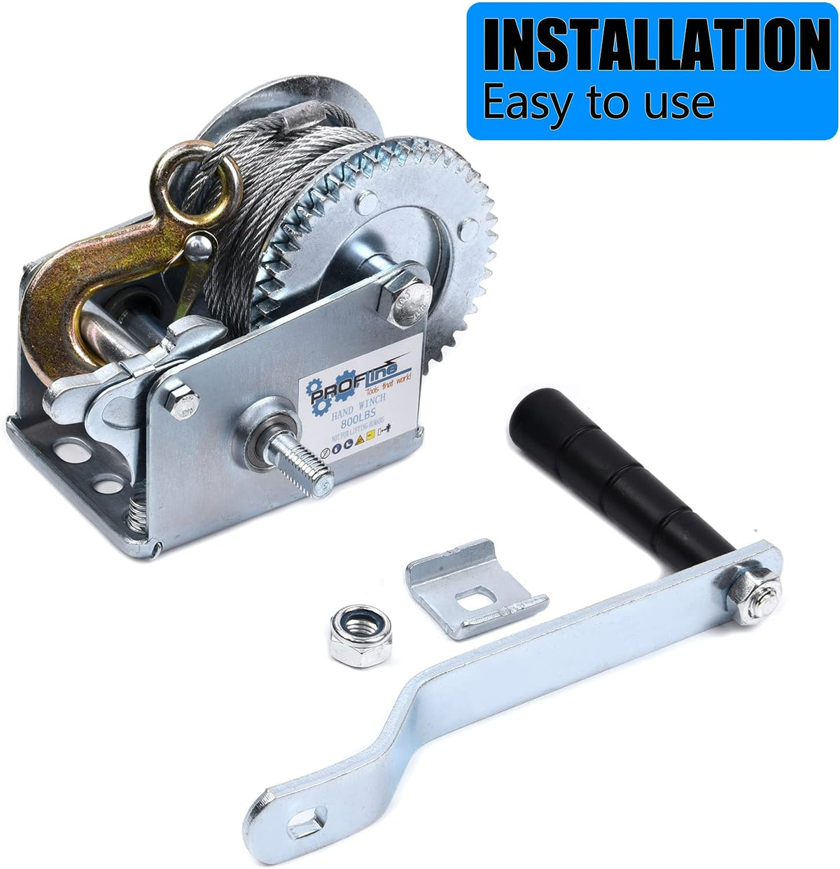 2500lbs Two-Way Ratchet Gear Manual Winch with 32.8 ft Steel Wire, Pack of 2 Y39850