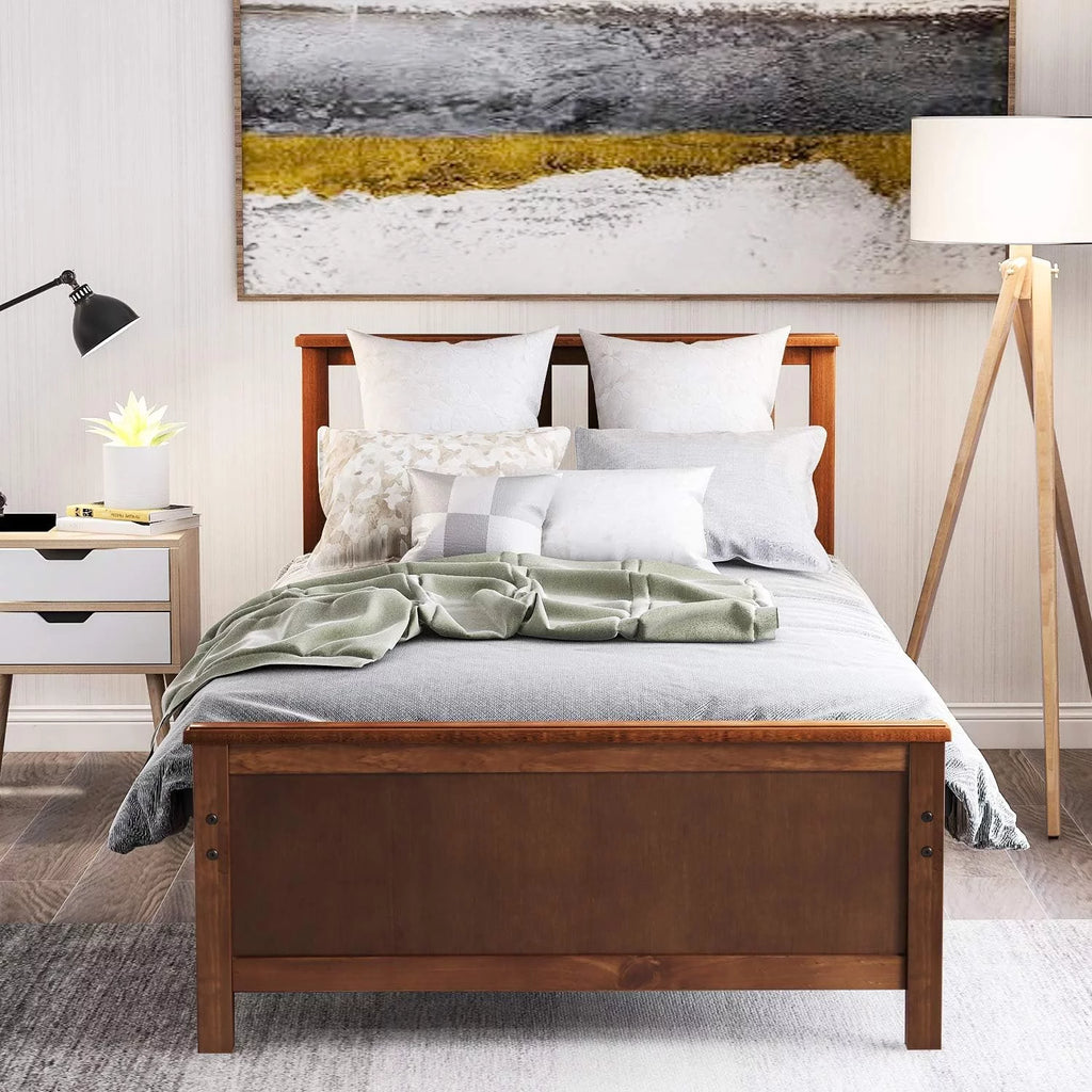 Wood Platform Bed Frame with Headboard and Footboard N2532