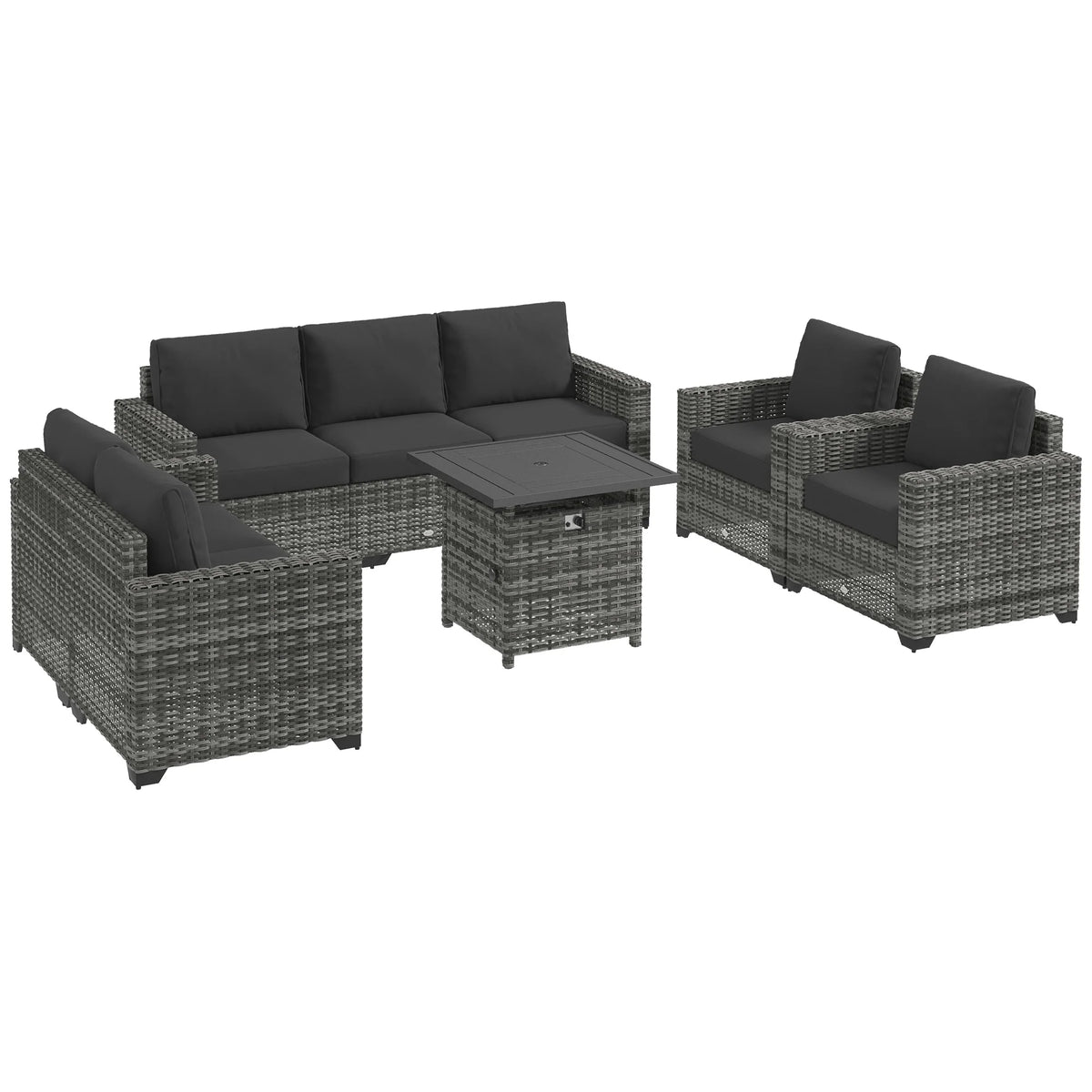 Gray Patio Furniture Set with Fire Pit Table B6769