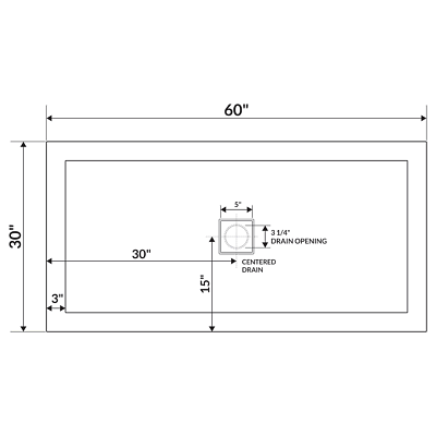 60 x 30 Right Double Threshold Shower Pan Base H64655