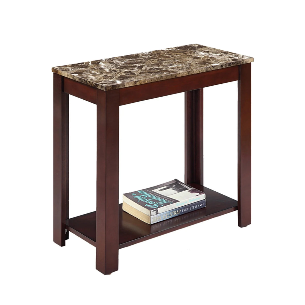 24" Dark Cherry Marble Print Side End Table D98294