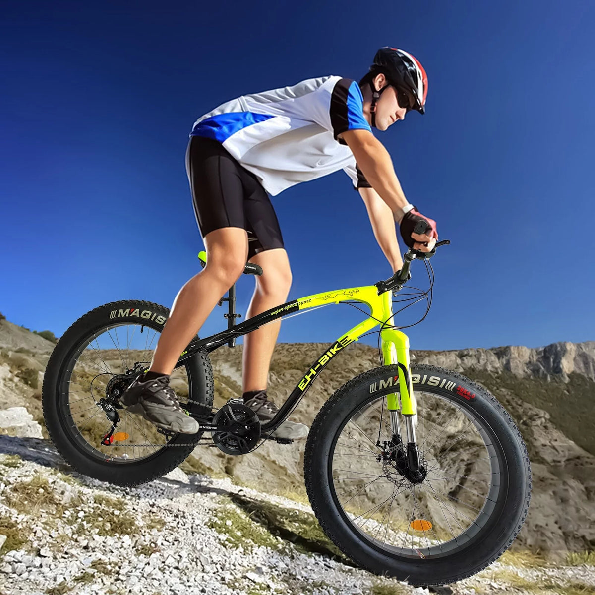26-Inch Fat Tire Mountain Bike 7-Speed Steel Frame Black L634111