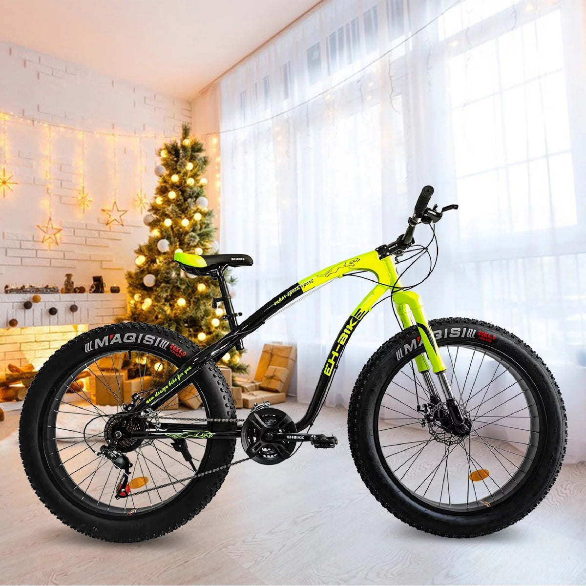 26-Inch Fat Tire Mountain Bike 7-Speed Steel Frame Black L634111