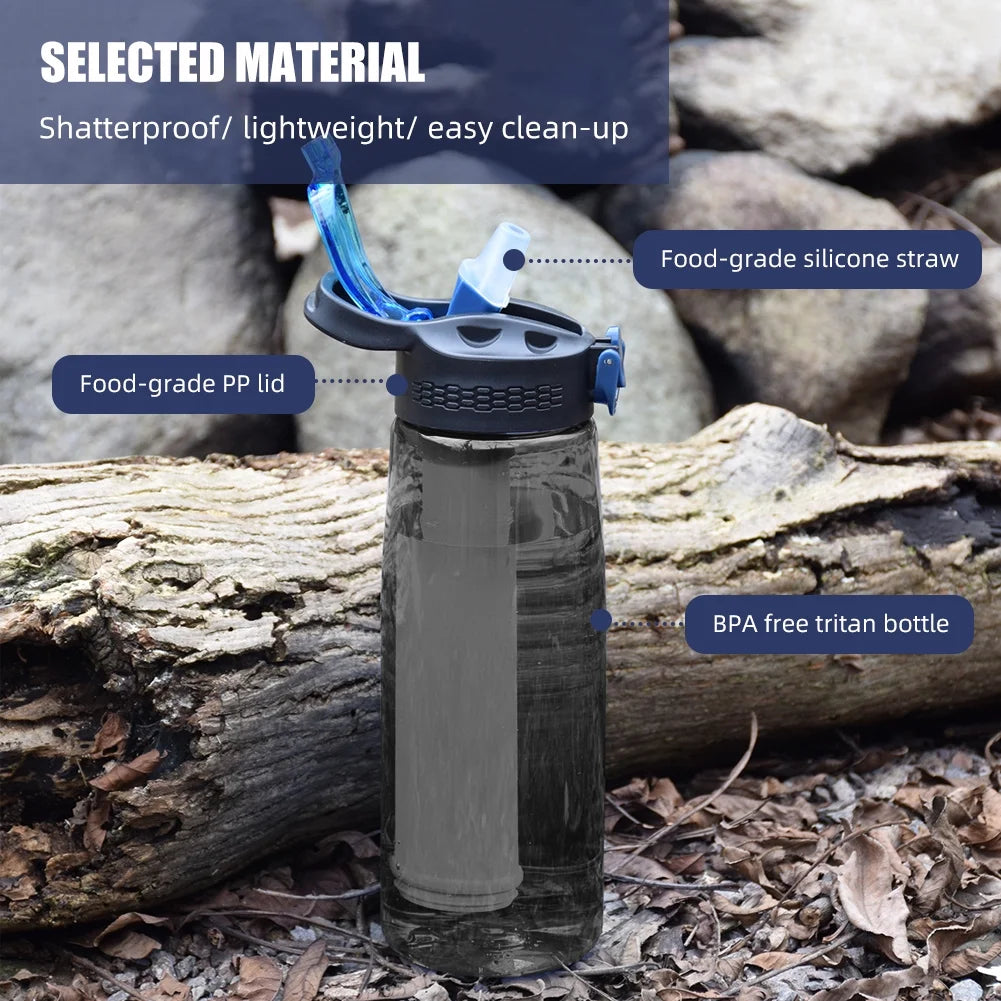 Black Tritan Water Filter Bottle with Lockable Lid V75394