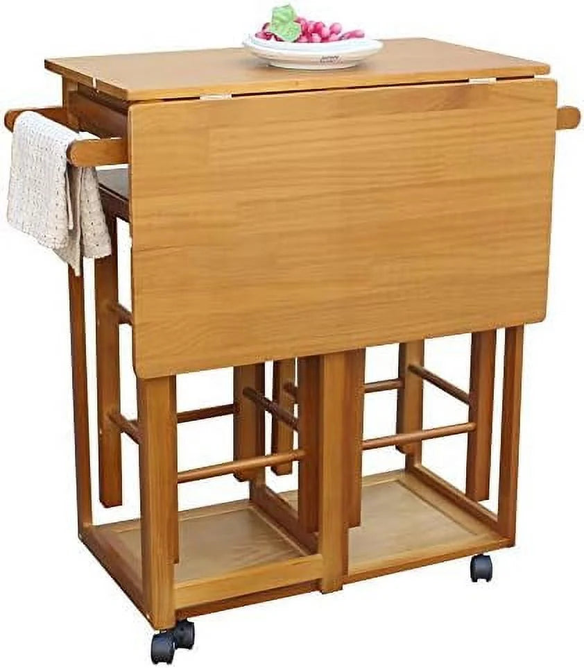 3 Piece Drop Leaf Dining Table Set with 2 Drawers K468574