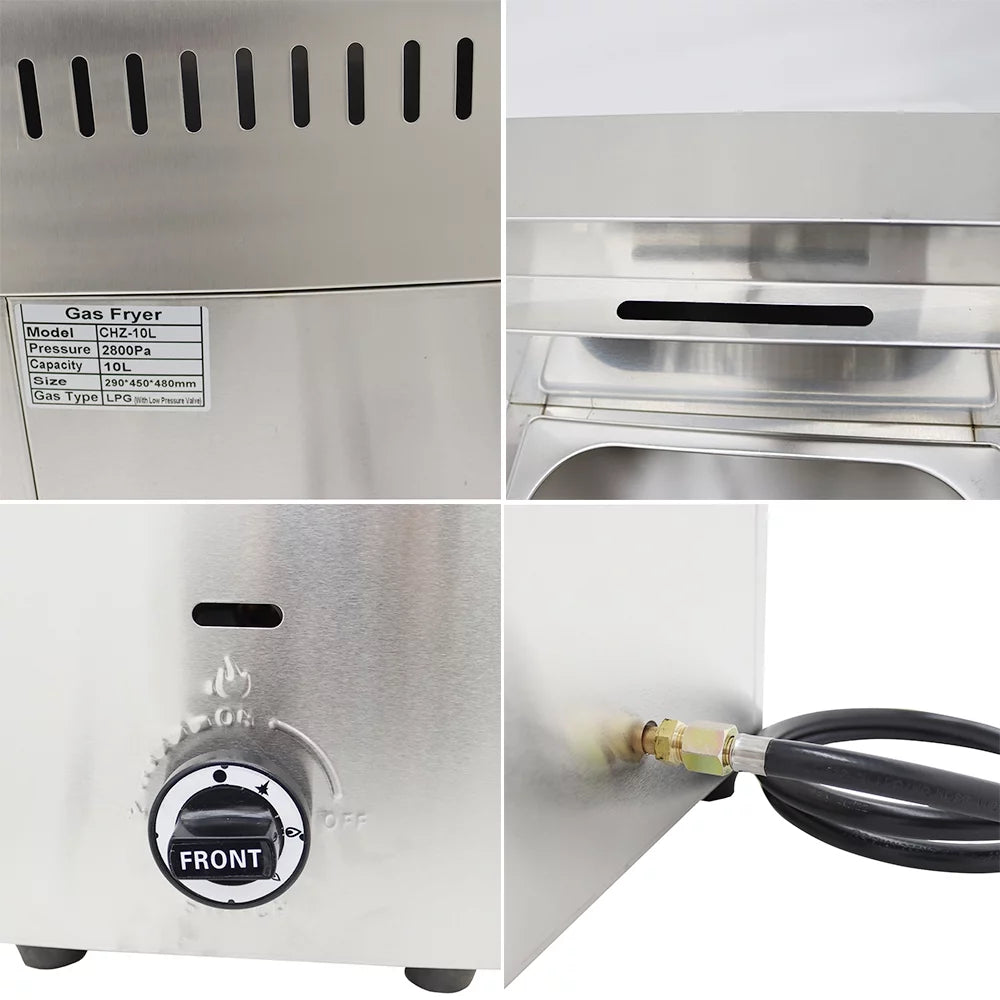 6L Commercial Gas Deep Fryer with Basket T535