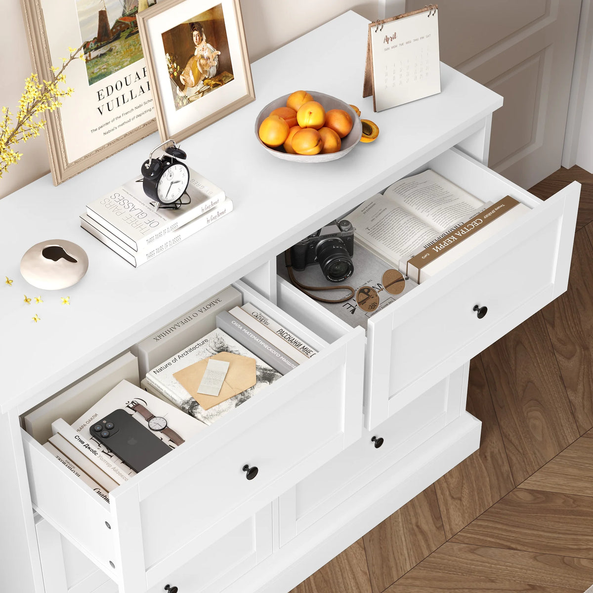 White 6 Drawer Wood Dresser Q6187