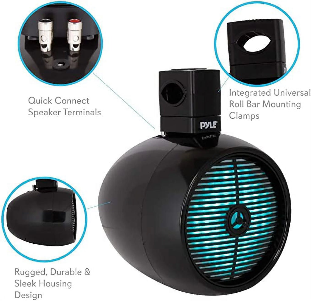 8 Inch Waterproof Marine Speakers with LED Lights A277