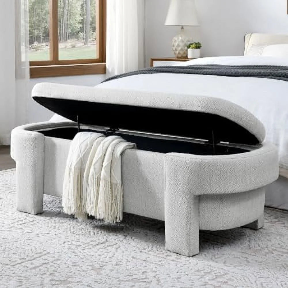 51.5" Chenille Upholstered Oval Bench E53432