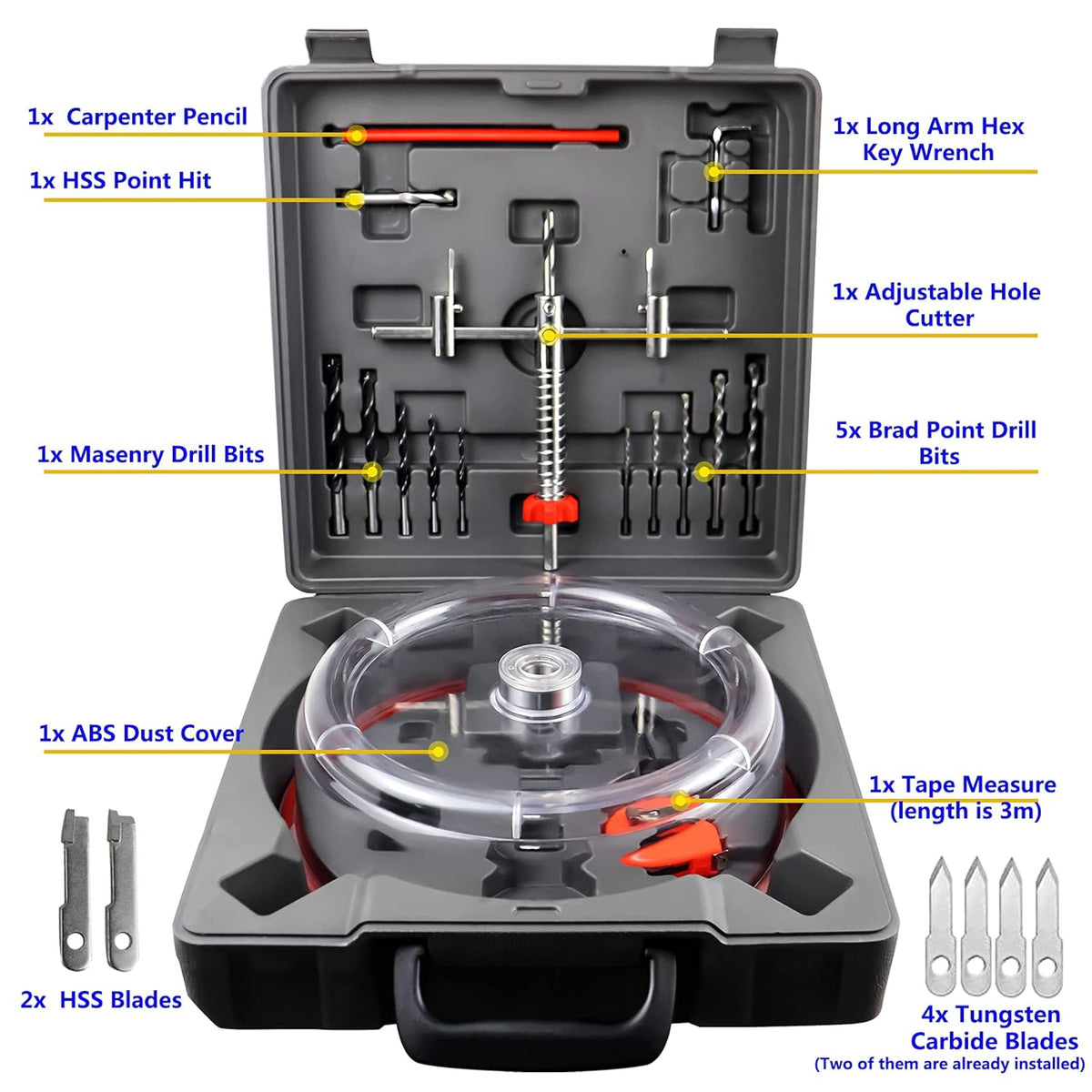 Adjustable Twin Blade Hole Saw Cutter Kit 1-5/8" to 8" Pack of 2 G809