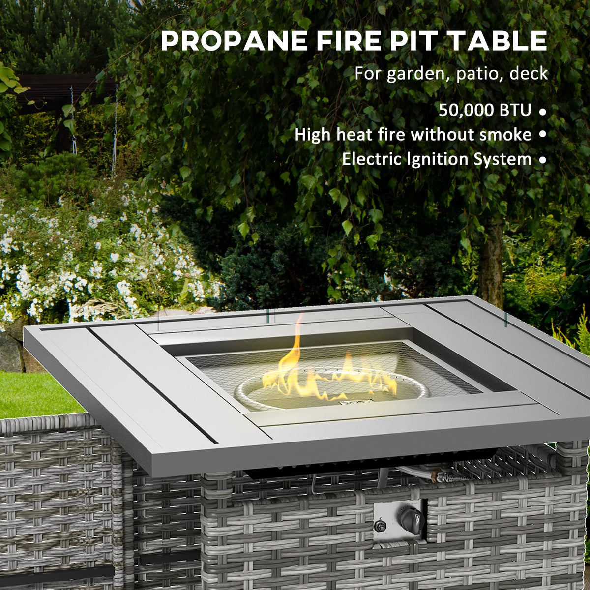Gray Patio Furniture Set with Fire Pit Table B6769