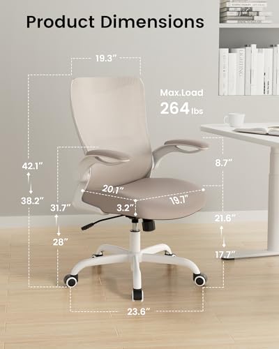 Khaki Ergonomic Mesh Office Chair with Lumbar Support J3166
