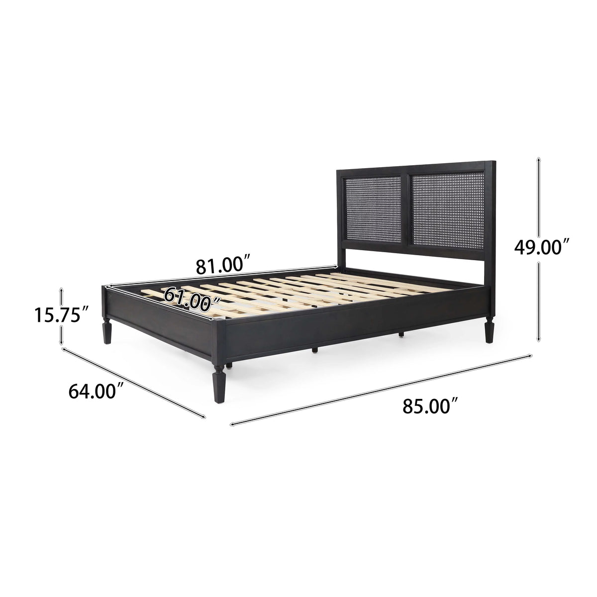 Acacia Wood and Rattan Queen Bed J194762