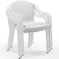 White Wicker Stackable Chair Set of 4 Y1153