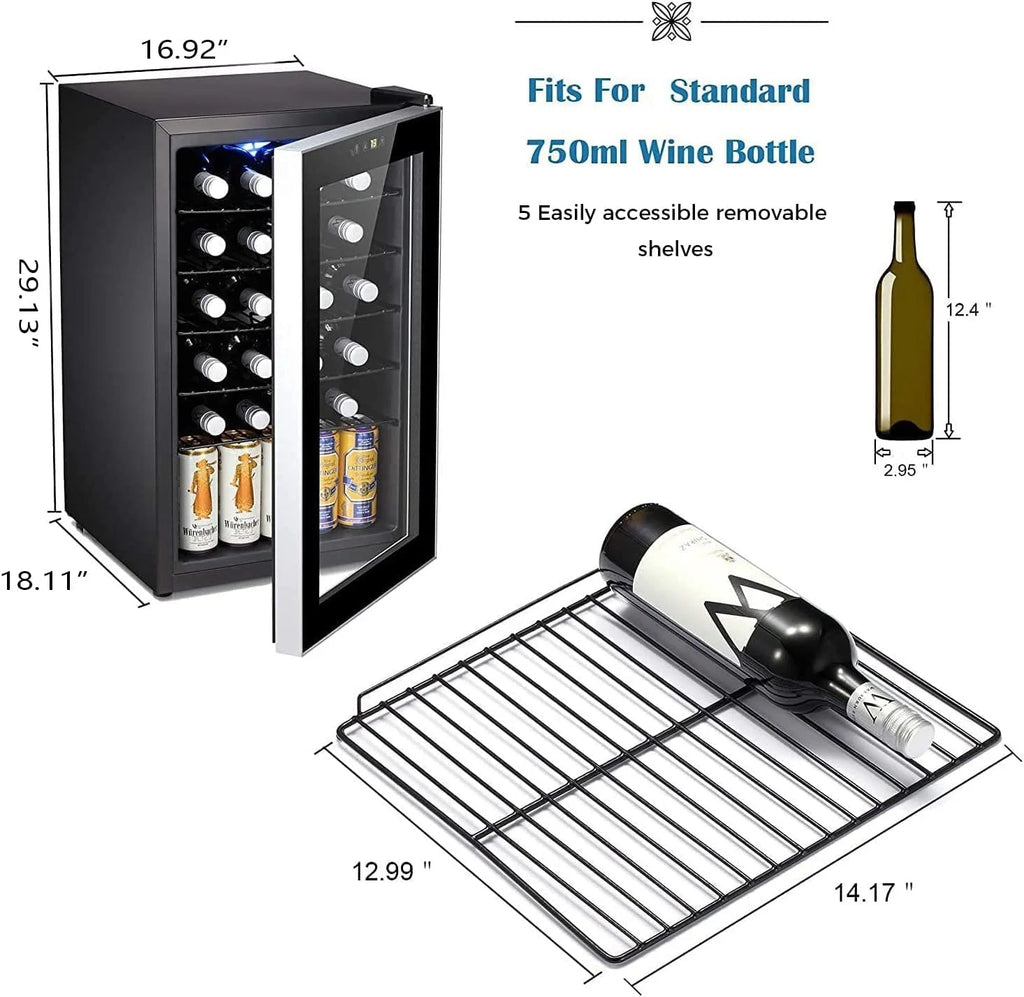 24 Bottle Wine Cooler Beverage Refrigerator Black V75401
