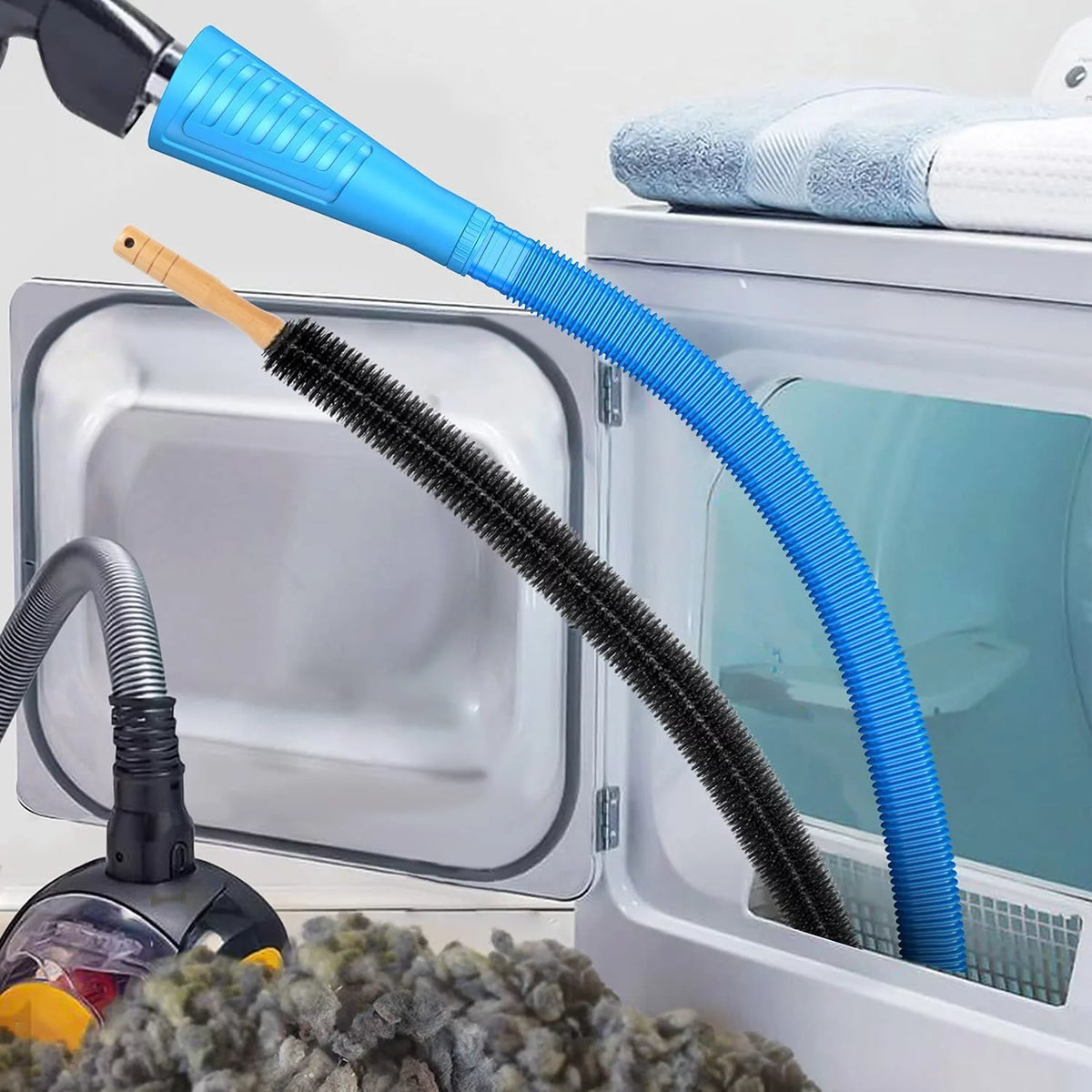 4PCS Dryer Vent Cleaning Kit Brush Vacuum Attachment S3842