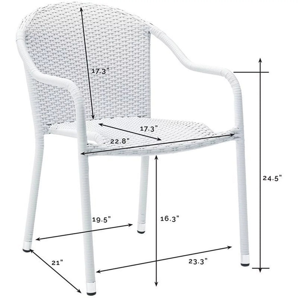 White Wicker Stackable Chair Set of 4 Y1153
