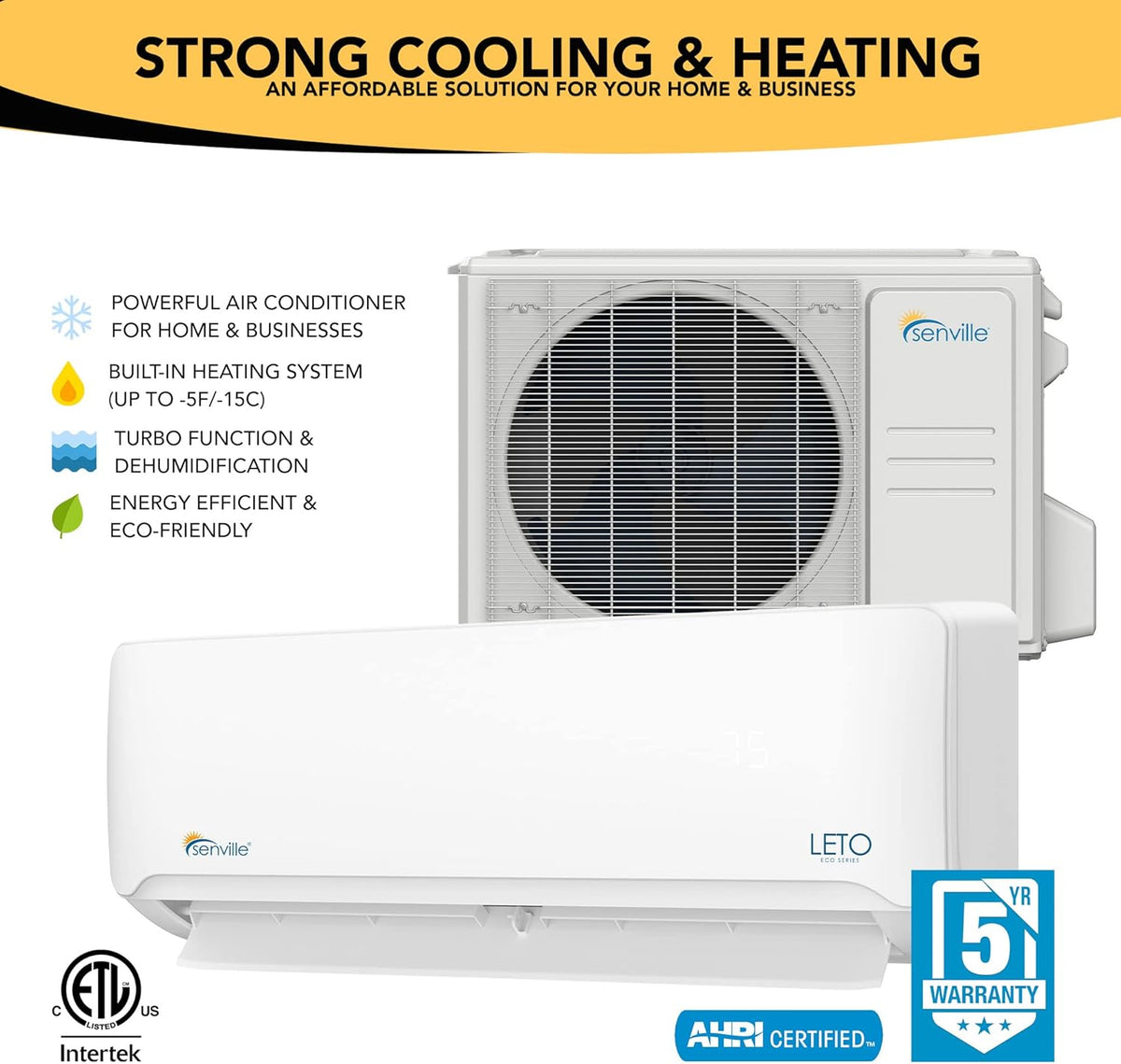 12000 BTU 208/230V Mini Split Air Conditioner Heat Pump, White P408